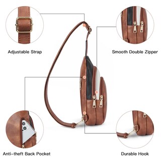 Foto 3 | Foto 3 | Bolsa Bandolera Telena De Cuero Riñonera Cruzada Para Mujer Negra/marrón - Venta Internacional.