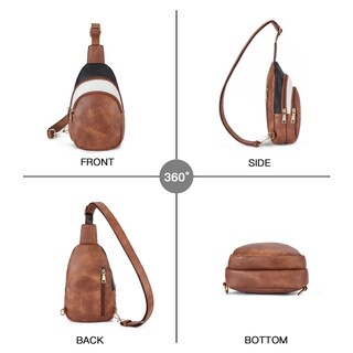 Foto 6 | Foto 6 | Bolsa Bandolera Telena De Cuero Riñonera Cruzada Para Mujer Negra/marrón - Venta Internacional.