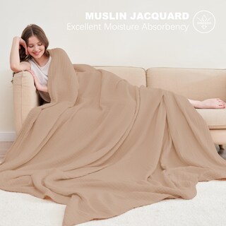 Foto 2 | Foto 2 | Manta Para Cama Familiar Cómoda De Muselina De Algodón 6 Capas 200x230cm Marrón - Venta Internacional.