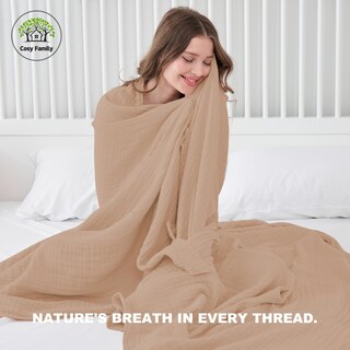 Foto 3 | Foto 3 | Manta Para Cama Familiar Cómoda De Muselina De Algodón 6 Capas 200x230cm Marrón - Venta Internacional.