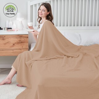 Foto 4 | Foto 4 | Manta Para Cama Familiar Cómoda De Muselina De Algodón 6 Capas 200x230cm Marrón - Venta Internacional.