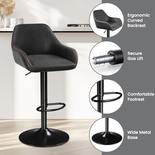 Foto 6 | Foto 6 | Set De 2 Taburetes De Barra Yaheetech Giratorios En Cuero Pu Negro - Venta Internacional.