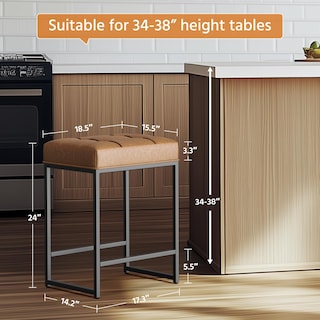 Foto 3 | Foto 3 | Juego De 2 Taburetes De Bar Yaheetech 60 Cm Altura De Mostrador Color Marrón - Venta Internacional.