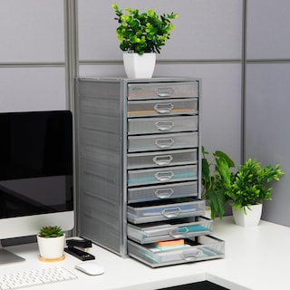 Foto 2 | Foto 2 | Organizador De Escritorio Mind Reader Con 10 Cajones De Malla Metálica Plateada - Venta Internacional.