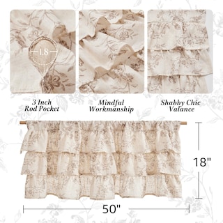 Foto 5 | Foto 5 | Cortina Jinchan Con Volantes Y Estampado Floral Visillo De Lino 127x46 Cm Taupe - Venta Internacional.