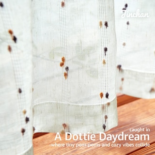 Foto 3 | Foto 3 | Cortinas De Cocina Jinchan Semitransparentes Con Mini Pompones De Voile De 60 Cm - Venta Internacional.