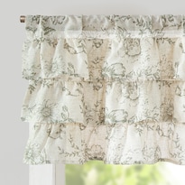 Cortina Con Cenefa Fruncida Floral De Lino Jinchan 45x46 Cm Verde - Venta Internacional.