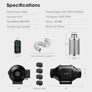 Foto 7 | Foto 7 | Kit Inteligente De Filtración De Aire Vivosun S4 Con Ventilador Aerozesh S4 - Venta Internacional.