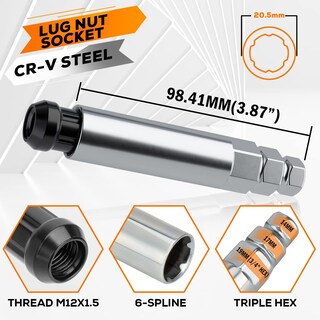 Foto 5 | Foto 5 | Tuercas De Rueda Con Punta Dynofit M12x1.5 De 85 Mm De Alto 20 Piezas Negras - Venta Internacional.