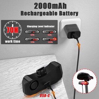 Foto 6 | Foto 6 | Luz Trasera Para Bicicleta Wsdcam Con Luces Direccionales Luz De Freno Y Bocina - Venta Internacional.