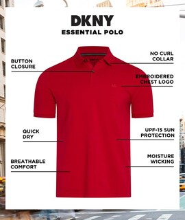 Foto 2 | Foto 2 | Camiseta Tipo Polo Dkny De Algodón Suave Para Hombres Ajuste Moderno Color Rojo - Venta Internacional.