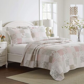 Foto 5 | Foto 5 | Juego De Edredón Laura Ashley Celina Patchwork Rosa/salvia Talla Twin - Venta Internacional.