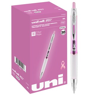 Foto 1 | Foto 1 | Bolígrafos De Gel Uni-ball 207 Edición Cinta Rosa Punta Media Negro Paquete De 36 - Venta Internacional.