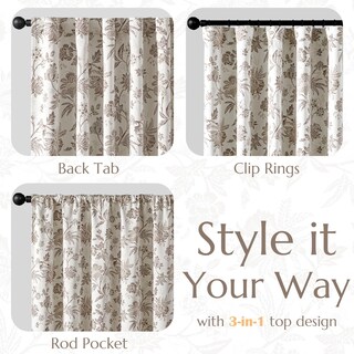 Foto 6 | Foto 6 | Cortinas Blackout Jinchan Floral 240x260 Cm Taupe 2 Paneles - Venta Internacional.