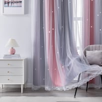 Cortinas Xidi Arcoíris Rosa-gris Para Decoración De Dormitorio 90x230cm - Venta Internacional.