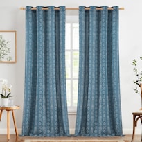 Cortinas Jinchan Mezcla De Lino Boho 2 Paneles 244 Cm Azul 240 Cm - Venta Internacional.