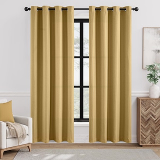 Foto 1 | Foto 1 | Cortina Jinchan Texturizada De Lino Para Oscurecer Habitaciones 213x213cm Amarilla - Venta Internacional.