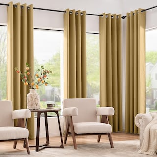 Foto 2 | Foto 2 | Cortina Jinchan Texturizada De Lino Para Oscurecer Habitaciones 213x213cm Amarilla - Venta Internacional.