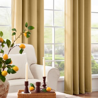 Foto 7 | Foto 7 | Cortina Jinchan Texturizada De Lino Para Oscurecer Habitaciones 213x213cm Amarilla - Venta Internacional.