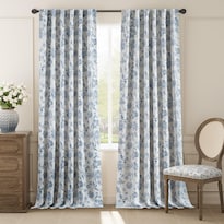 Cortinas Térmicas Opacas Con Estampado Floral Jinchan 275x132 Cm Azul Para Dormitorio X2 - Venta Internacional.