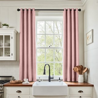 Foto 3 | Foto 3 | Cortina Jinchan Texturizada De Lino Rosa 160x160 Cm Para Oscurecer Habitaciones - Venta Internacional.