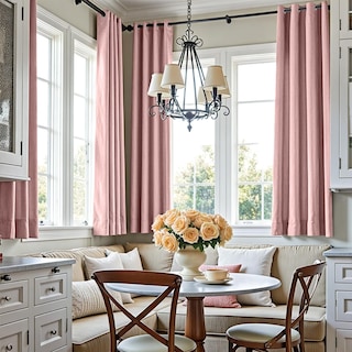 Foto 4 | Foto 4 | Cortina Jinchan Texturizada De Lino Rosa 160x160 Cm Para Oscurecer Habitaciones - Venta Internacional.