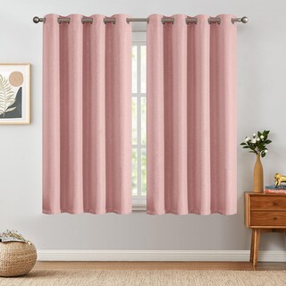 Foto 6 | Foto 6 | Cortina Jinchan Texturizada De Lino Rosa 160x160 Cm Para Oscurecer Habitaciones - Venta Internacional.
