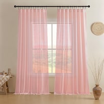 Cortinas Transparentes Joydeco Beige 229 Cm De Largo Juego De 2 Paneles Tapioca - Venta Internacional.