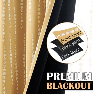 Foto 3 | Foto 3 | Cortinas Jinchan Blackout Bohemias Con Fases Lunares 275x270 Cm Amarillo - Venta Internacional.