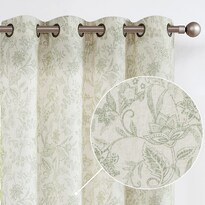Cortinas Jinchan Floral Mezcla De Lino 2 Paneles 244 Cm Verde - Venta Internacional.