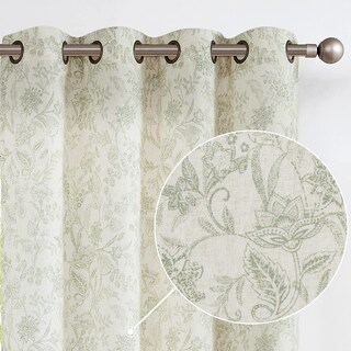 Foto 1 | Foto 1 | Cortinas Jinchan Floral Mezcla De Lino 2 Paneles 244 Cm Verde - Venta Internacional.