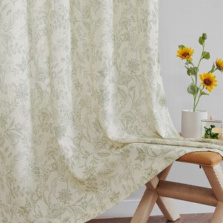 Foto 6 | Foto 6 | Cortinas Jinchan Floral Mezcla De Lino 2 Paneles 244 Cm Verde - Venta Internacional.