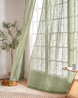 Foto 5 | Foto 5 | Cortinas Transparentes Jinchan Verde 160x160cm Para Dormitorio Y Sala - Venta Internacional.