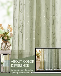 Foto 7 | Foto 7 | Cortinas Transparentes Jinchan Verde 160x160cm Para Dormitorio Y Sala - Venta Internacional.