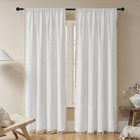 Cortinas Joydeco Blancas Boho 244 Cm Alto 2 Paneles Semi Translúcidas - Venta Internacional.