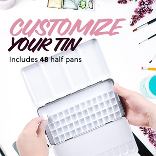 Foto 4 | Foto 4 | Paleta De Acuarelas Impresa Estuche De Hojalata Negro Con 48 Medias Pastillas - Venta Internacional.