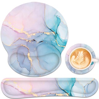 Foto 1 | Foto 1 | Mouse Pad Y Reposa Muñecas Para Teclado G Jgoo Ergonómico Rosa Azul - Venta Internacional.