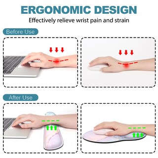 Foto 2 | Foto 2 | Mouse Pad Y Reposa Muñecas Para Teclado G Jgoo Ergonómico Rosa Azul - Venta Internacional.