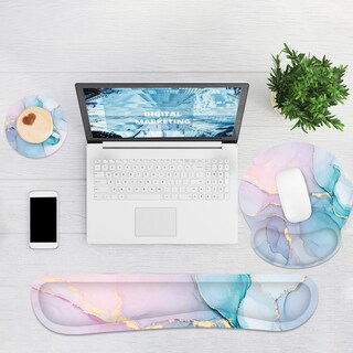 Foto 6 | Foto 6 | Mouse Pad Y Reposa Muñecas Para Teclado G Jgoo Ergonómico Rosa Azul - Venta Internacional.