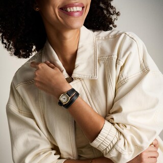 Foto 5 | Foto 5 | Reloj Fossil Harlow Es5362 Para Mujer Con Correa De Cuero Negra Y Detalles Dorados - Venta Internacional.