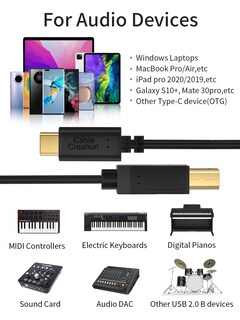 Foto 5 | Foto 5 | Cable Usb C Para Impresora Cablecreation 3m / Paquete De 2 Usb-c A Usb Tipo B - Venta Internacional.