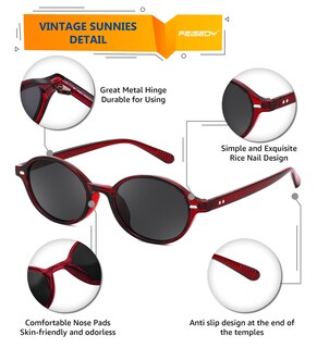 Foto 3 | Foto 3 | Gafas De Sol Feisedy Retro Ovaladas Para Mujer Años 90 Transparentes Rojas - Venta Internacional.