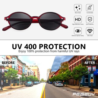 Foto 4 | Foto 4 | Gafas De Sol Feisedy Retro Ovaladas Para Mujer Años 90 Transparentes Rojas - Venta Internacional.