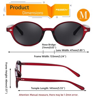 Foto 5 | Foto 5 | Gafas De Sol Feisedy Retro Ovaladas Para Mujer Años 90 Transparentes Rojas - Venta Internacional.