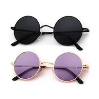 Gafas De Sol Redondas Polarizadas Retro Kaliyadi Metal Uv400 47 Mm - Venta Internacional.