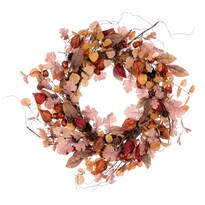 Corona Artificial De Hojas Vickerman 22 Cm Crema Roja Para Uso Interior - Venta Internacional.