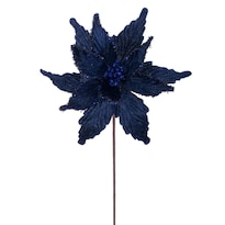 Spray Artificial Vickerman Flor De Nochebuena Azul Medianoche 21.5 Cm - Venta Internacional.