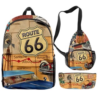 Foto 1 | Foto 1 | Set De Mochilas Route 66 Satchel 3d Para Niños Y Escuelas 3 Piezas - Venta Internacional.