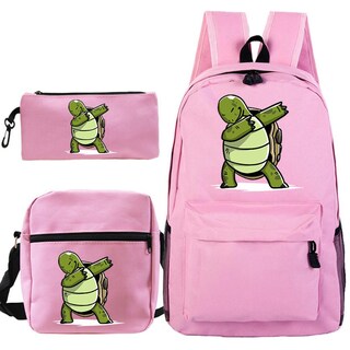 Foto 1 | Foto 1 | Set De Mochila Escolar Con Estampado De Tortuga Bandolera Y Bolsa Para Lápices - Venta Internacional.