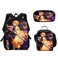 Set De Mochilas Demons Slayers Anime 3 Unidades Para Niños Mochila Escolar - Venta Internacional.